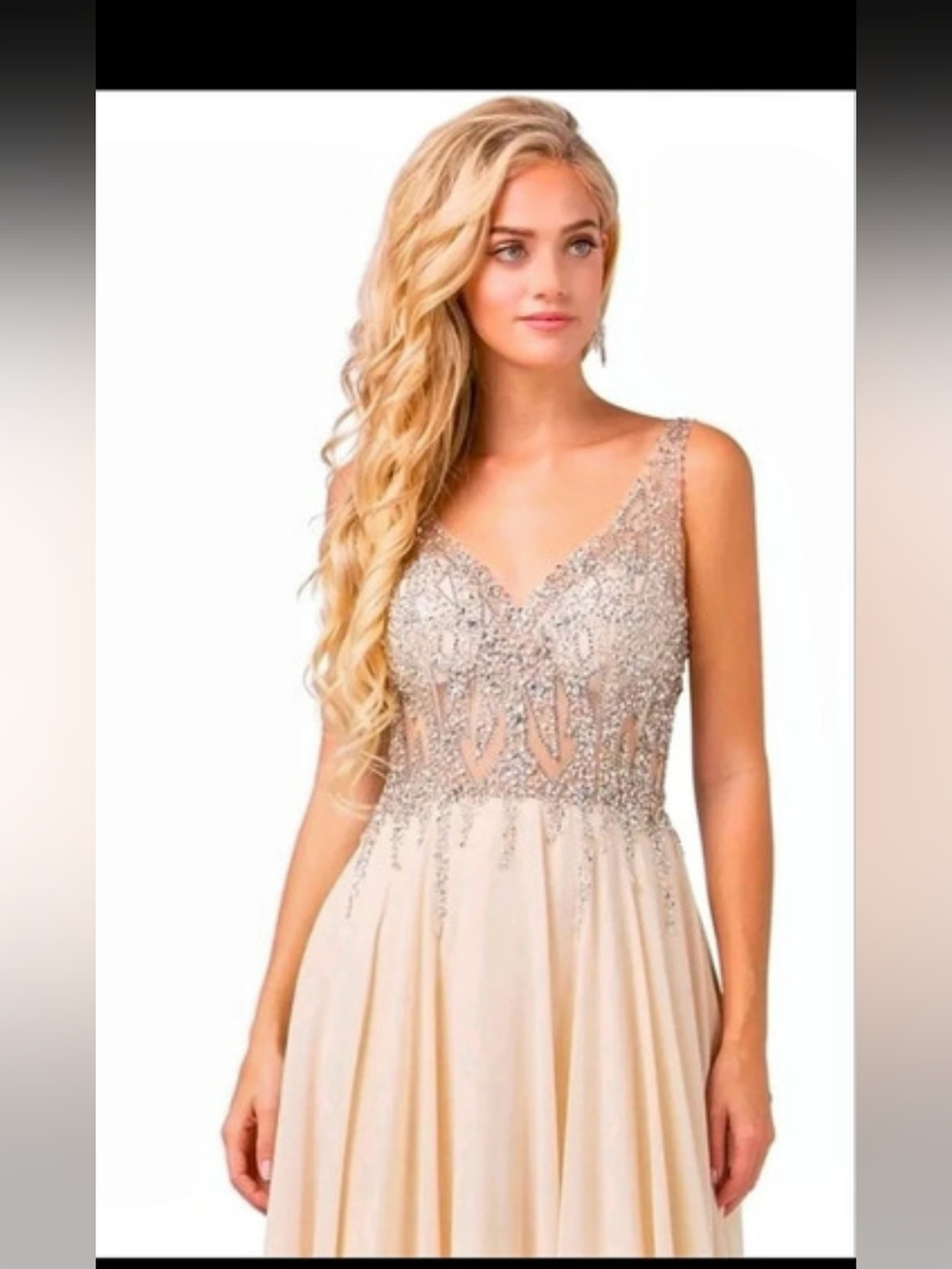 Dancing Queen Beaded V-Neck Maxi Dress Small